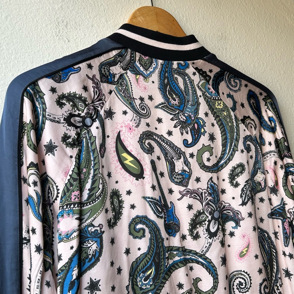 Zadig & Voltaire Pink Cream Billy Reversible Bomber Jacket Paisley Corolle Sz S - Picture 9 of 16